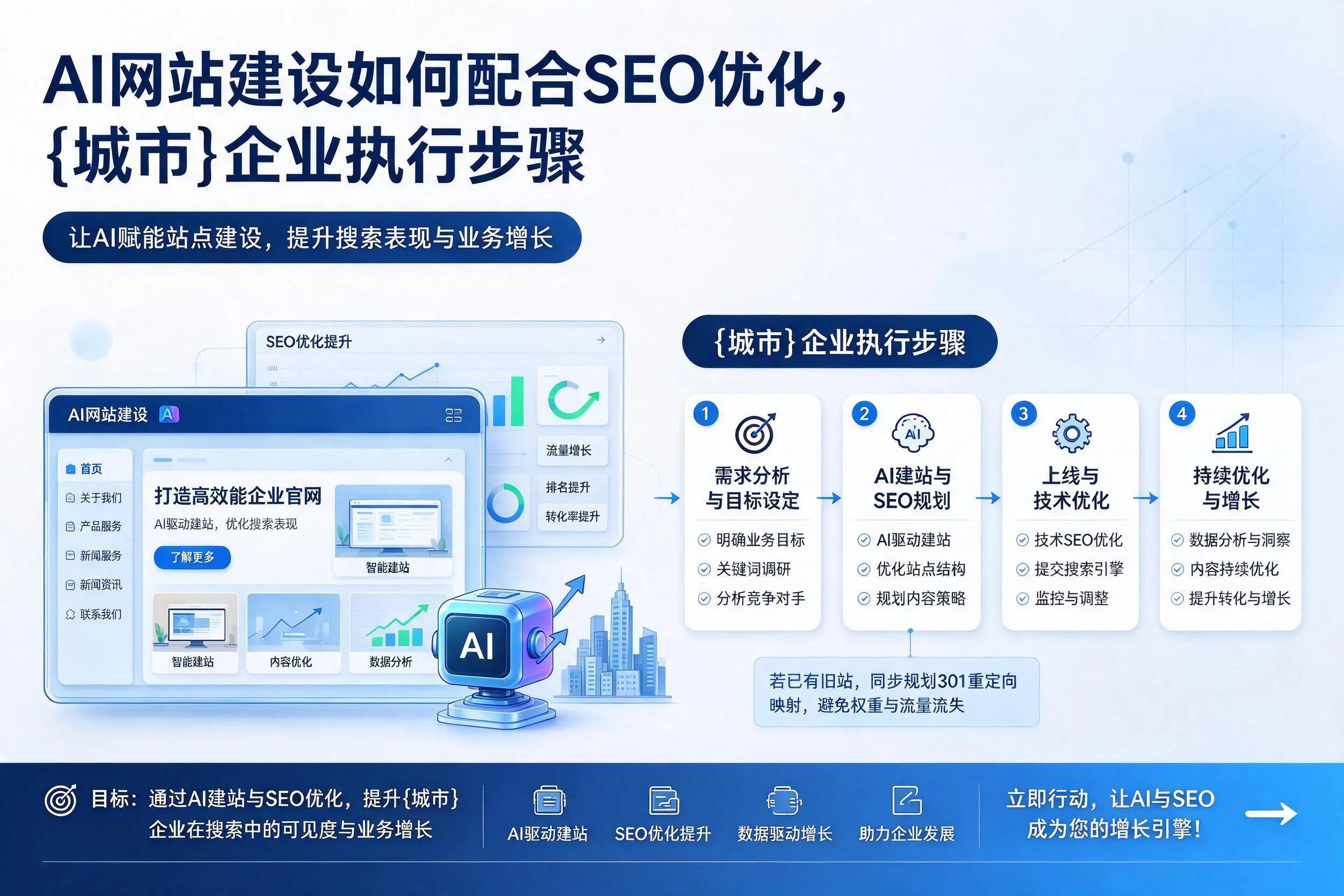AI网站建设如何配合SEO优化，莆田企业执行步骤